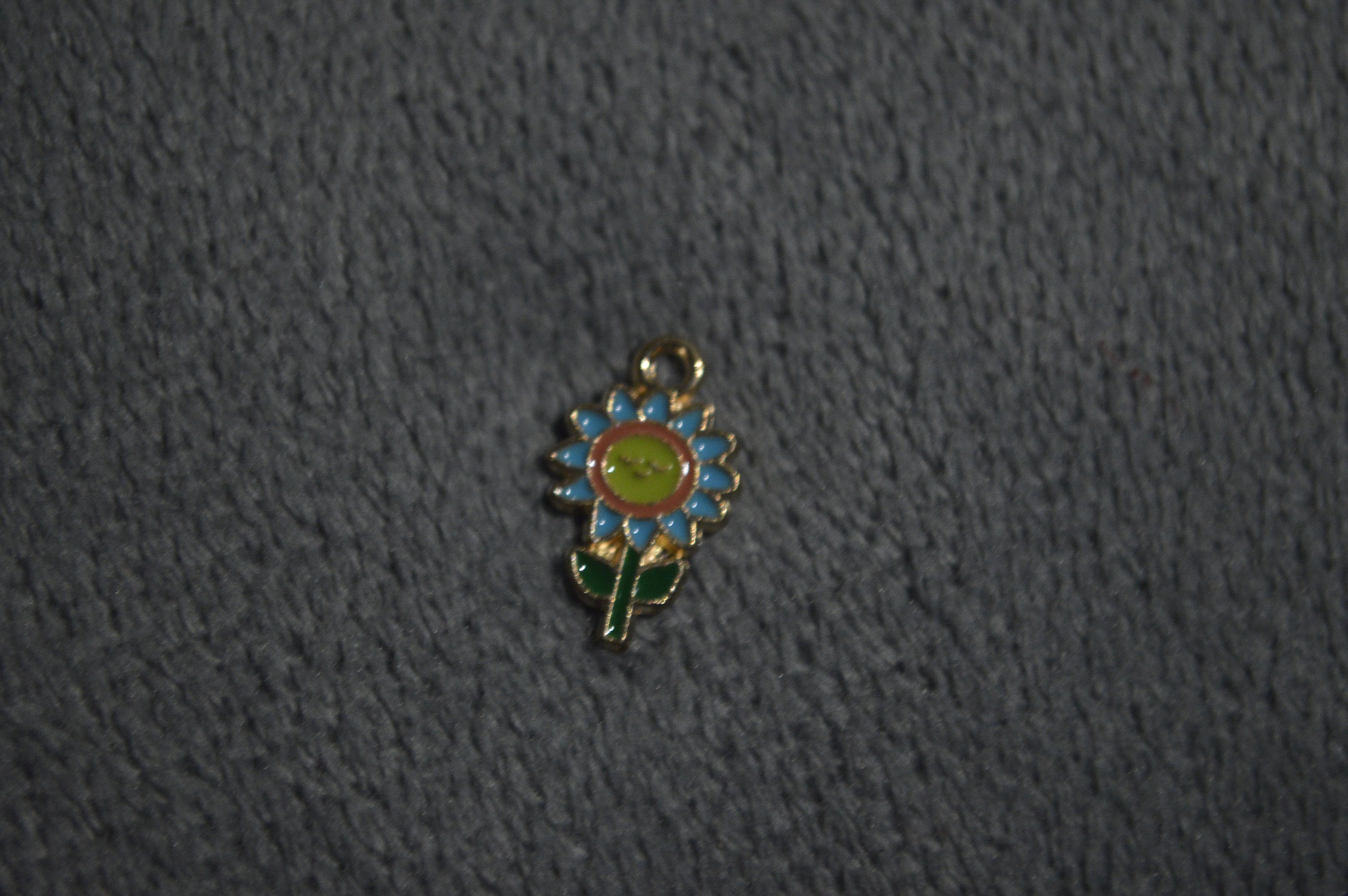 Gold Blue Daisy Charm