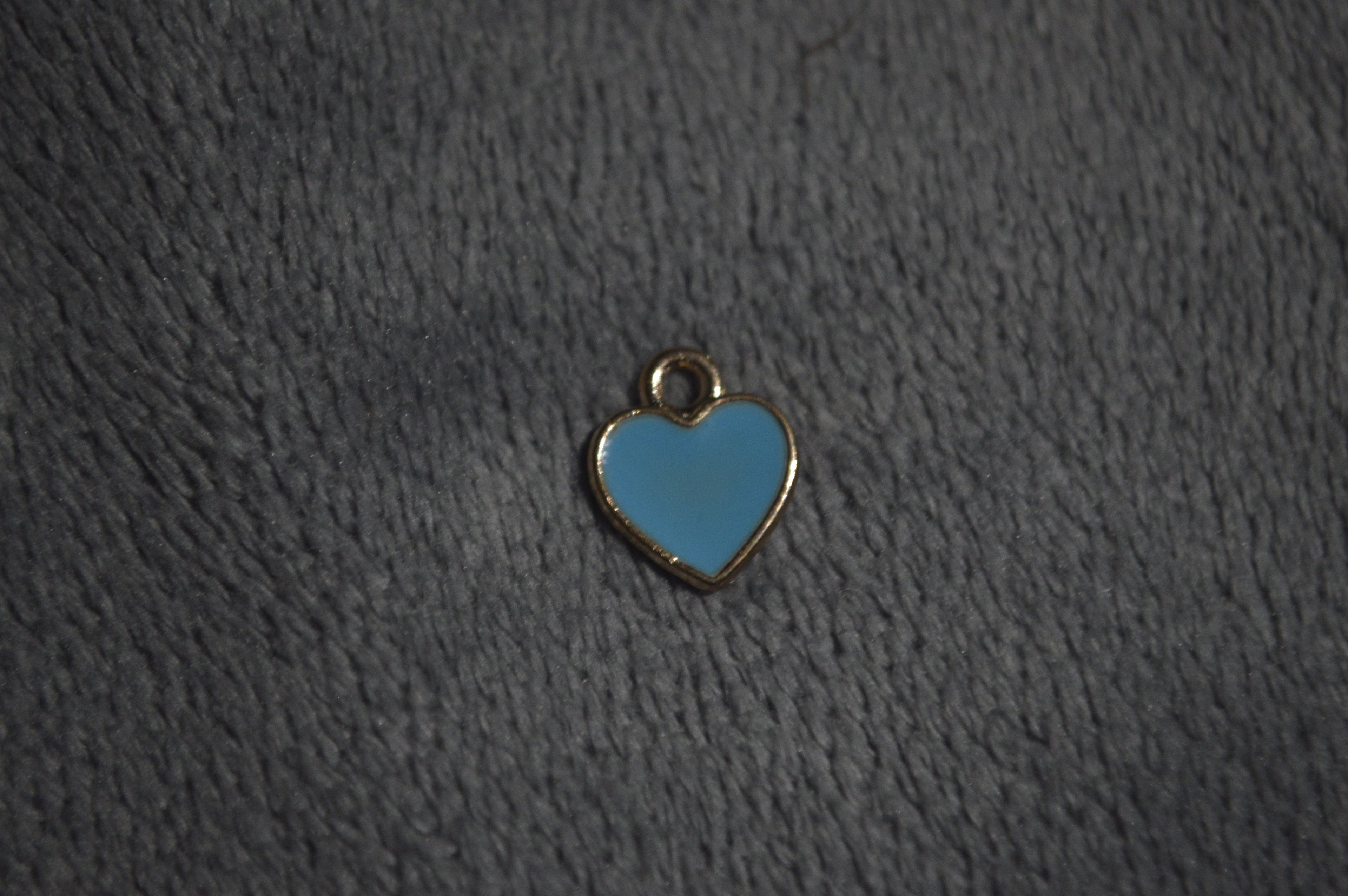 Gold Blue Heart Charm
