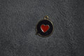 Gold Black Red Heart Message Charm