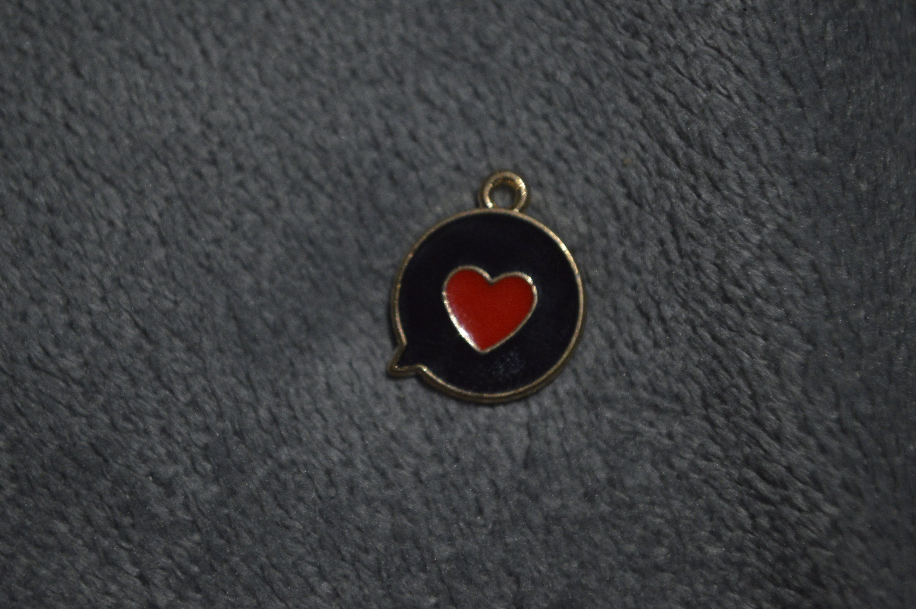 Gold Black Red Heart Message Charm