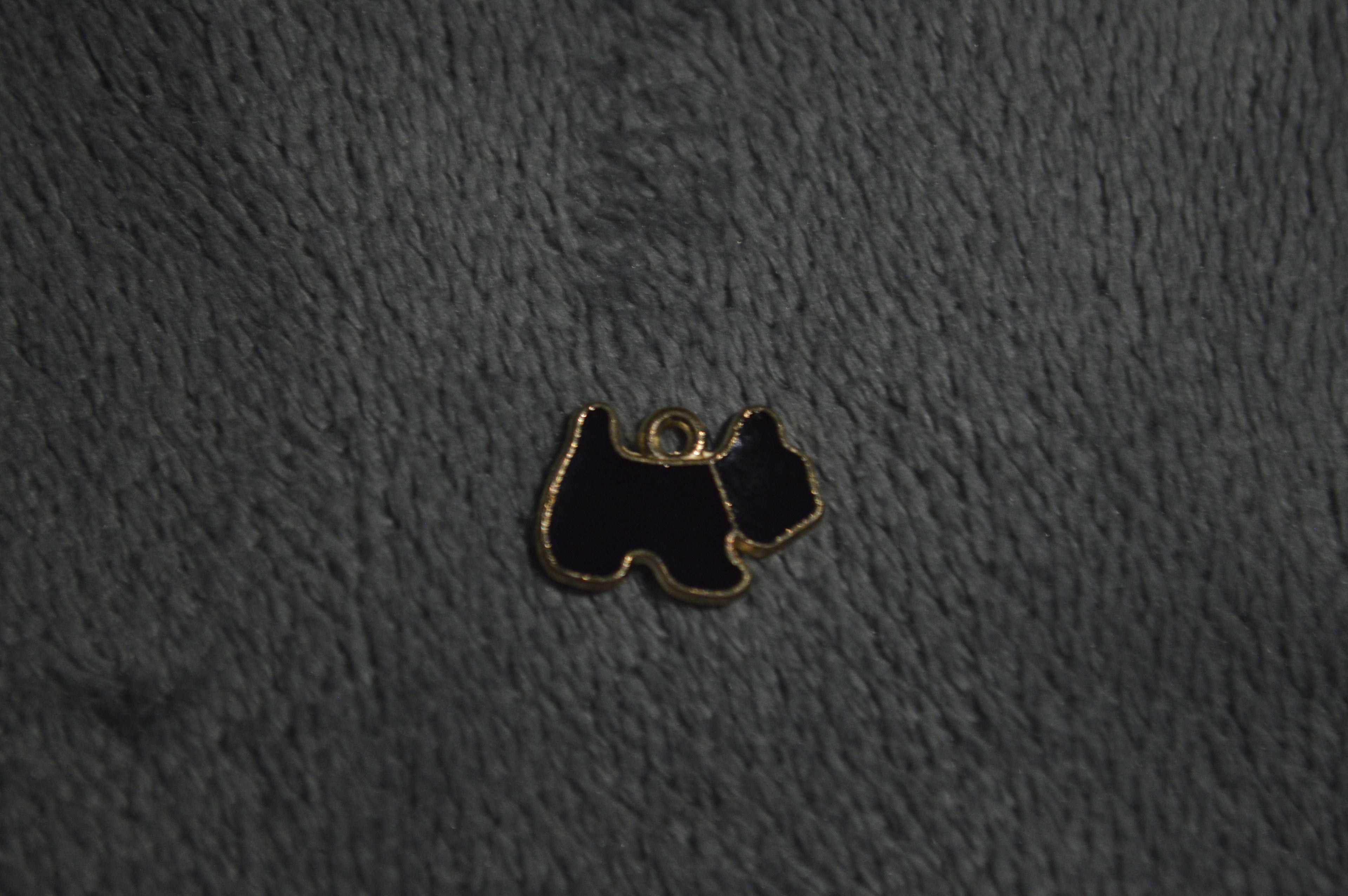 Gold Black Dog Charm
