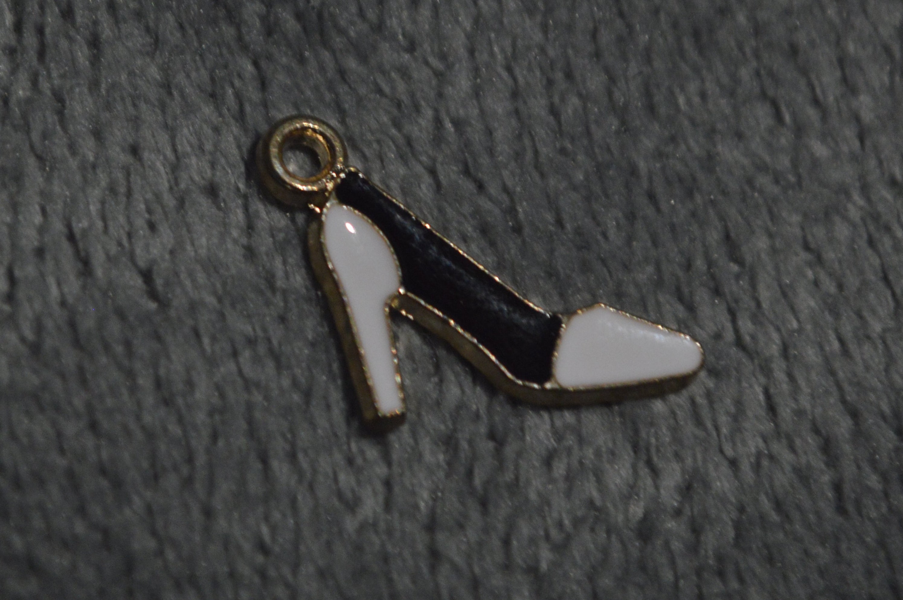 Gold Black White Heel Charm