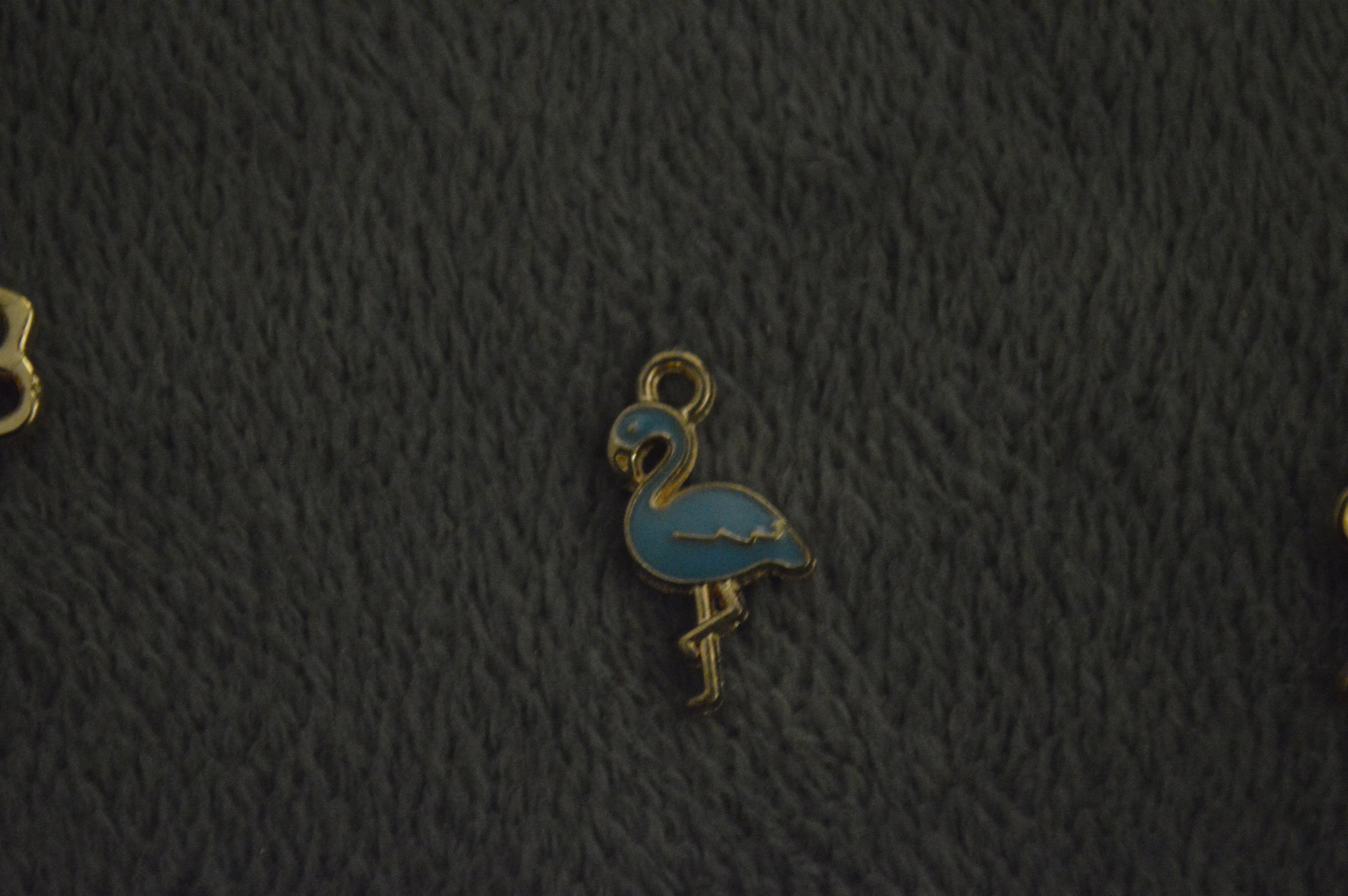 Gold Blue Flamingo Charm