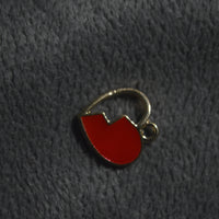 Gold Red Broken Heart Charm