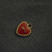 Gold Red Love Heart Charm