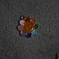 Gold Smiley Rainbow Flower Charm